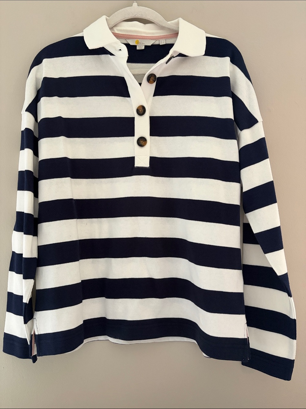 Boden Navy and White Striped Rugby Top 6